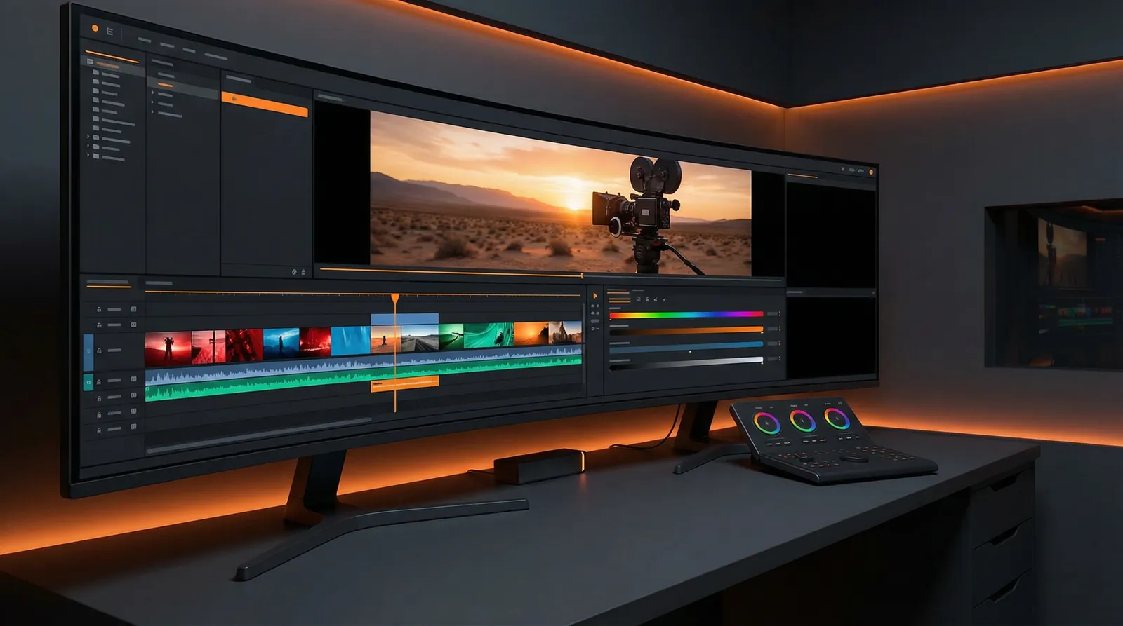 国产影视 专业视频剪辑工作台界面